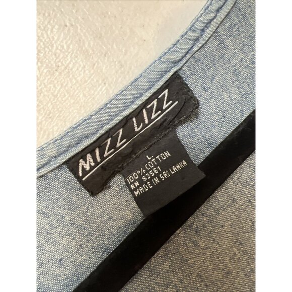 Mizz Lizz Sleeveless Midi Lightwash Blue Denim Dress w/ Pockets Cotton Large - Picture 3 of 6